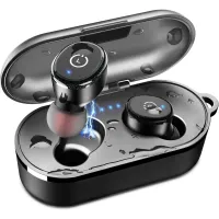 TOZO T10 Bluetooth 5.0 Wireless Earbuds with Wireless Charging Case IPX8 Waterproof TWS Stereo Headphones in Ear Built in Mic Headset Premium Sound with Deep Bass for Sport Black