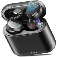 TOZO T6 True Wireless Earbuds Bluetooth Headphones Touch Control with Wireless Charging Case IPX8 Waterproof TWS Stereo Earphones in-Ear Built-in Mic Headset Premium Deep Bass for Sport Black