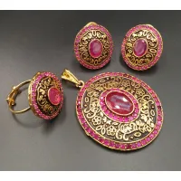 24K Handmade Gold Plated Locket Set Get Online in Pakistan